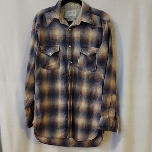 Pendleton Blue and Tan Plaid Shirt Jacket